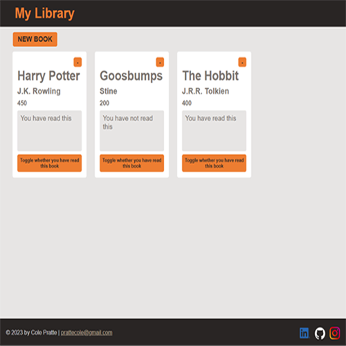 Odin Project Library App by Cole Pratte